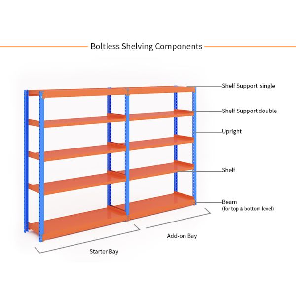 Customizable Boltless Shelving Unit for Industrial Depth 300-1000mm Hole Distance 50mm