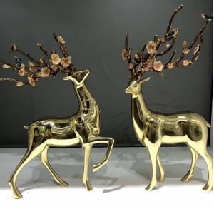China Colour Changeable Metal Deer Sculpture Decorative Art Craft on sale