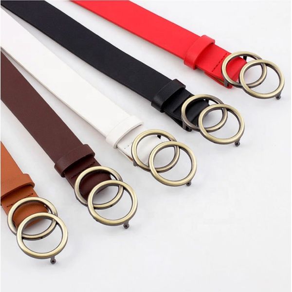 Double Ring Dress Waist Belt Soft Faux PU Elastic Waist Belt For Dresses