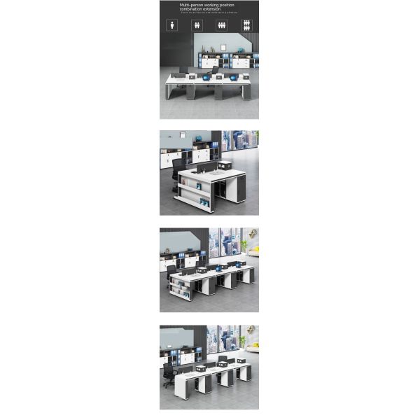 Modern Design Simple Office Workstation with 2 4 6 Staff Chairs and Desk Combination