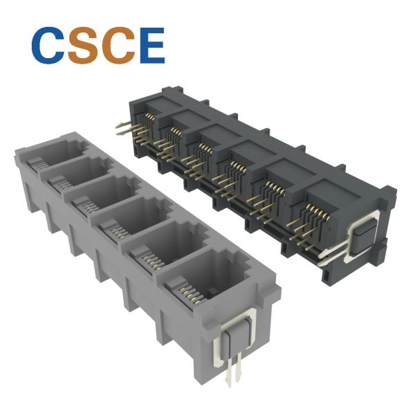 Multiple Port RJ11 Modular Jack 180 Degrees Grey / Black Color 6P4C / 6P2C /