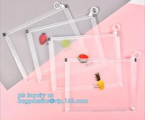 China Custom Packaging Clear PVC Jelly Bag with Plastic Slider k PVC Storage Cosmetics Packing Bag, white logo small pla on sale