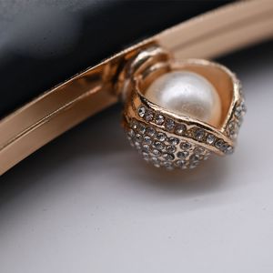 Elegant Imitation Pearl Clasp Irregular Shape Box Clutch Frame