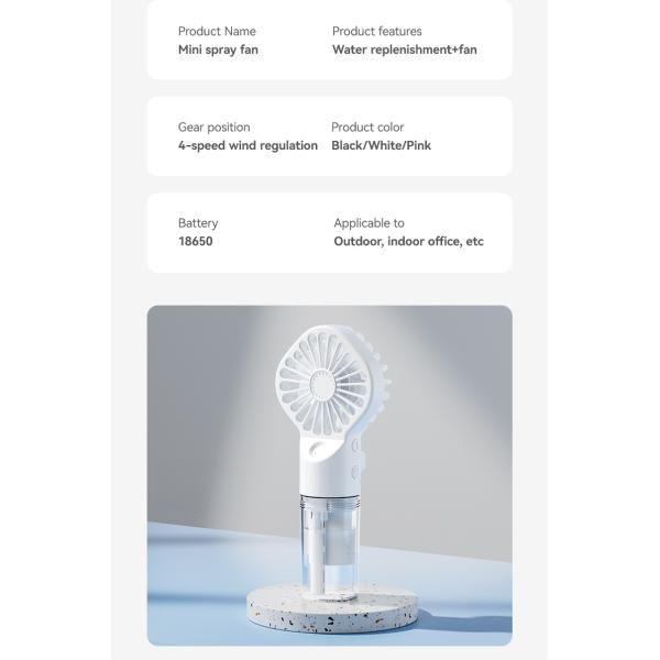 Household USB 18650 Lithium Battery Powered Water Mist Fan for Home Travel Office