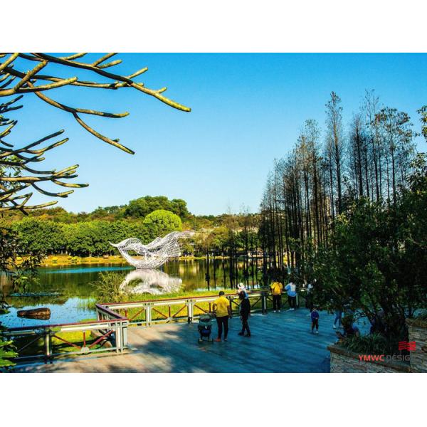 Custom White Stainless Steel Pipe Sculptures for Water Sculpture Parks and Lake Installations