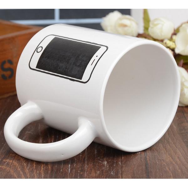 Funny Creative Custom Color Changing Mug In White Color , Phone Logo