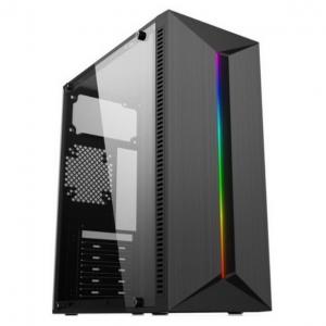 China Acrylic Panel ATX Computer Cabinet RGB Gaming PC Case Black Chassis Front ABS Panel With RGB Light Strip on sale