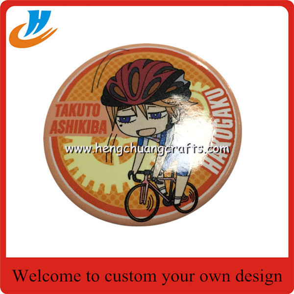 Cheap custom 50mm tin badge,print badge with cartoon logo design