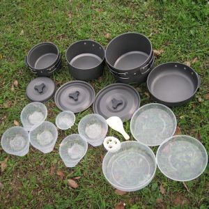 Modern Design Style Picnic Camping Cooking Set With Aluminum Handle