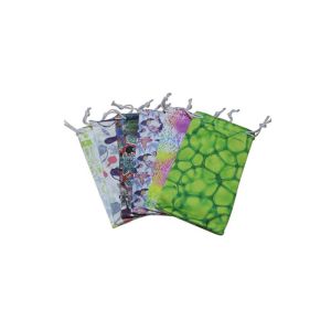 Custom Printed Microfiber Cloth Pouch , Drawstring Microfiber Eyeglass Pouch