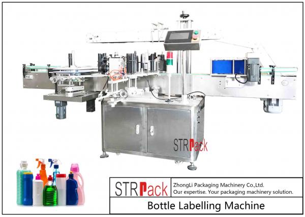Quality Adjustable Automatic Sticker Labeling Machine / Bottle Labeling Equipment Speed 120 BPM for sale