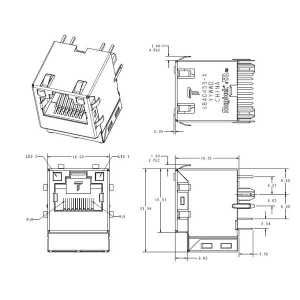DR-MAG-1840453  1*1 Single Vertical Modular Jack RJ-45 Female Connector