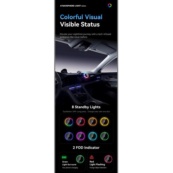 ESSAGER T2 15W Wireless Fast Charging Vacuum Suction Magnetic Car Phone Holder 360 Rotation