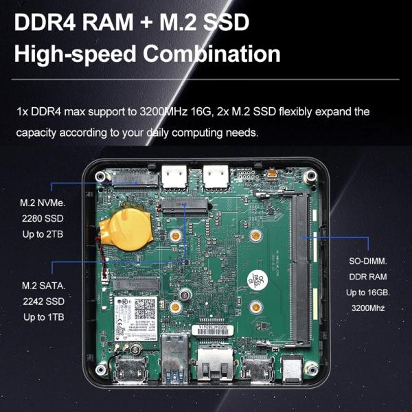Intel DDR4 Mini Portable PC With WiFi Cooling Fan Dual HD Supports 4K Display