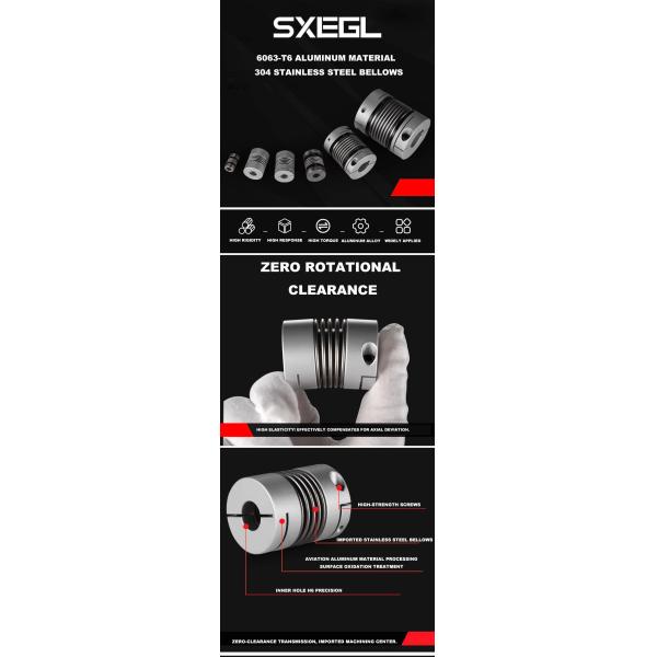 High Precision Shaft Coupler Silver Flex Shaft Bellows Coupling Customized