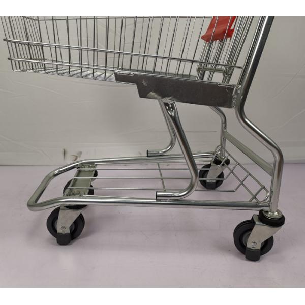 Small 60L Metal Shopping Trolley Grocery Store Shopping Cart With PU Wheels
