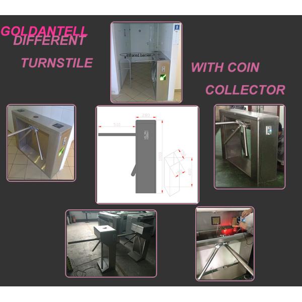 CE 120 Volt Power supply Tripod Turnstile Gate With Coin Collector , Stable Working
