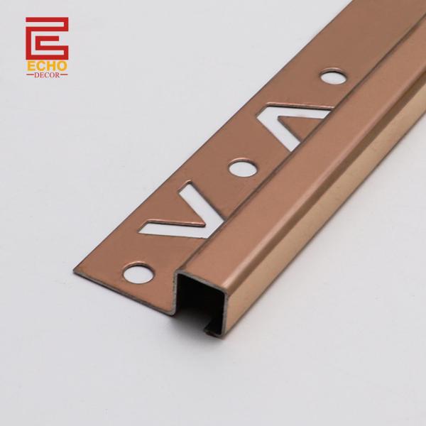 Residential Brozne Stainless Steel Square Edge Tile Trim 2.5m Tile Outside