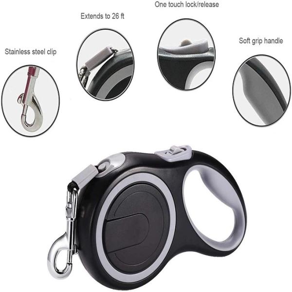 Personalized Chew Proof 10 Metre Retractable Dog Leash Quick Release