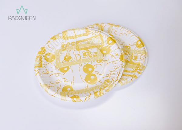 Quality Printed Plates Paper Takeaway Food Containers Eco - Friendy For Cake / Fruit for sale