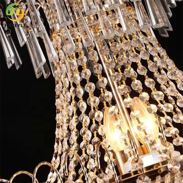 Customized Lustres Led Gold Crystal Candle Chandelier Luxury For Wedding Lobby Hotel