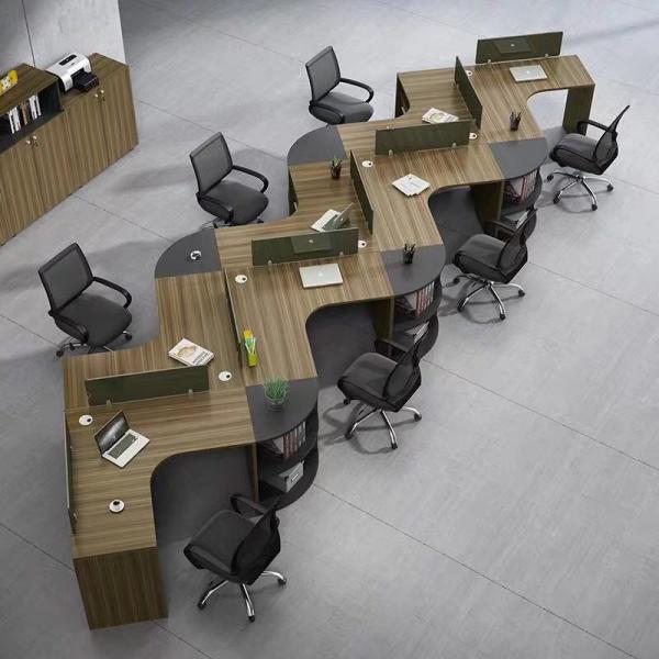 Modern Staff Workstation L-Shape Desk Set with Aluminum Frame and Panel/Fabric/Steel
