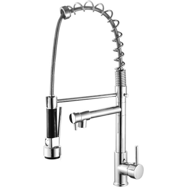 Simple And Elegant Pull Out Brass Kitchen Tap Polished For Any Kitchen Style