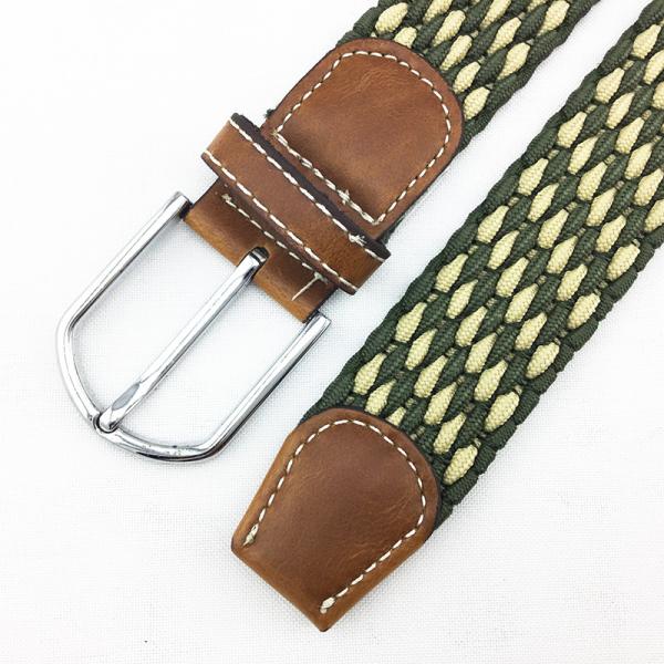 Weaving Stretch Elastic Belt 110cm Dark Green Belt Alloy Pin Buckle