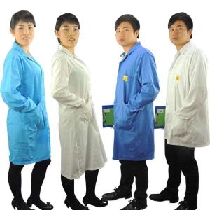 China Cleanroom Lab Blue White Static Dissipative ESD Smock wholesale