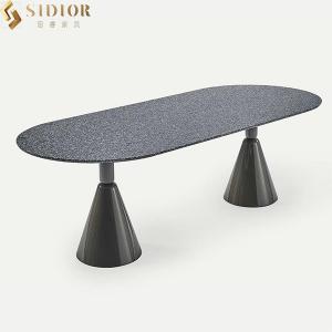 China 240cm Luxury Faux Marble Dining Table European Style Metal Base Dining Tables on sale