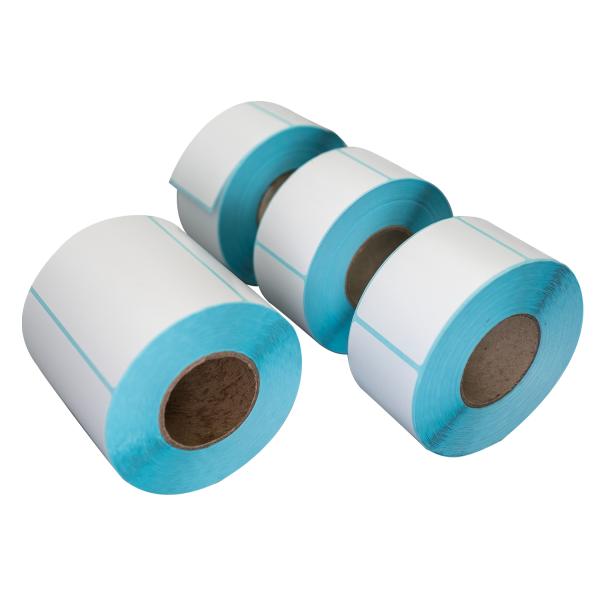 White Adhesive Label Rolls Oil Resistant Scratch Resistant Direct Thermal Labels