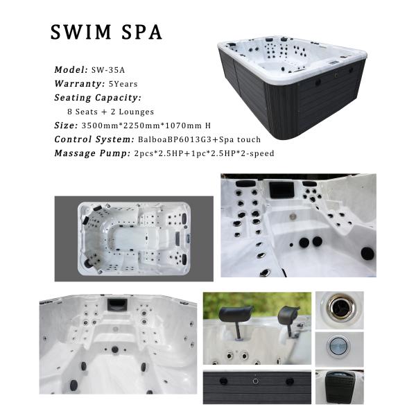 8 10 Persons Outdoor Acrylic Massage Swim Spas Hot Tub For Swimming Exercise