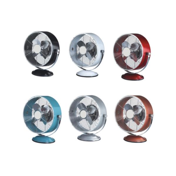 30W Red Retro Metal Fan With 2 Speed Safety Metal Grill Silent Wind