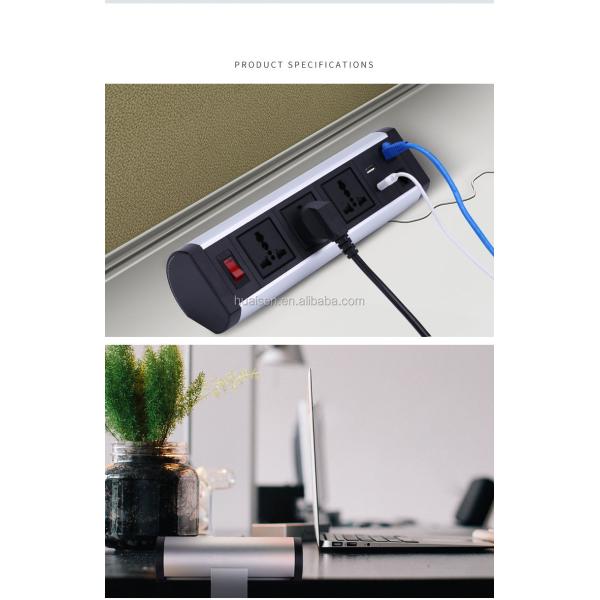 110V-240V Desk Clamp Surge Protector Power Strip Outlet Flip Up