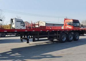 China 60 Tons Flatbed Truck Semi Trailer 20 / 40 FT Container Shipping 3Axles wholesale