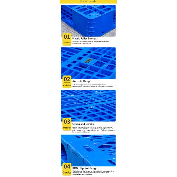 Blue Euro HDPE Pallets Nestable Plastic Pallet 1200*1000*150mm