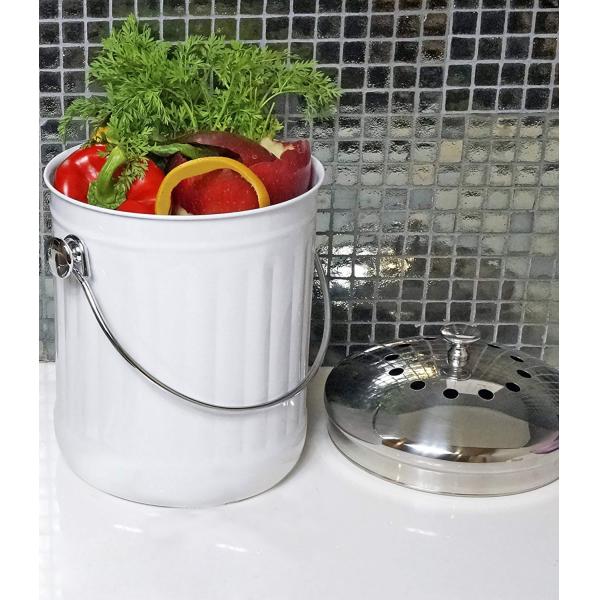 Kitchen Compost Bin for Counter or Under Sink Small Metal Indoor Home Apartment Eco Compost Pail