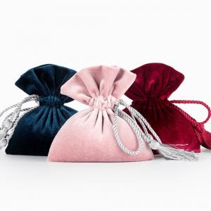 China Pink Velour Fabric Drawstring Gift Bags For Candy 9x12cm wholesale