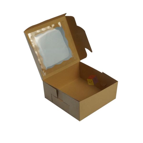 Recycled Customized Takeaway Food Packaging Brown Kraft Paper Dessert Boxes With Clear Pvc Window