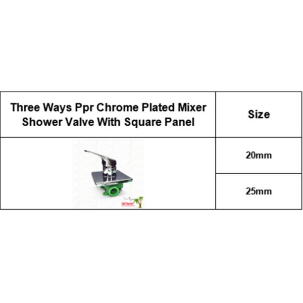 Three Ways Ppr Chrome Plated Mixer Shower Valve With Square Panel 20-25mm
