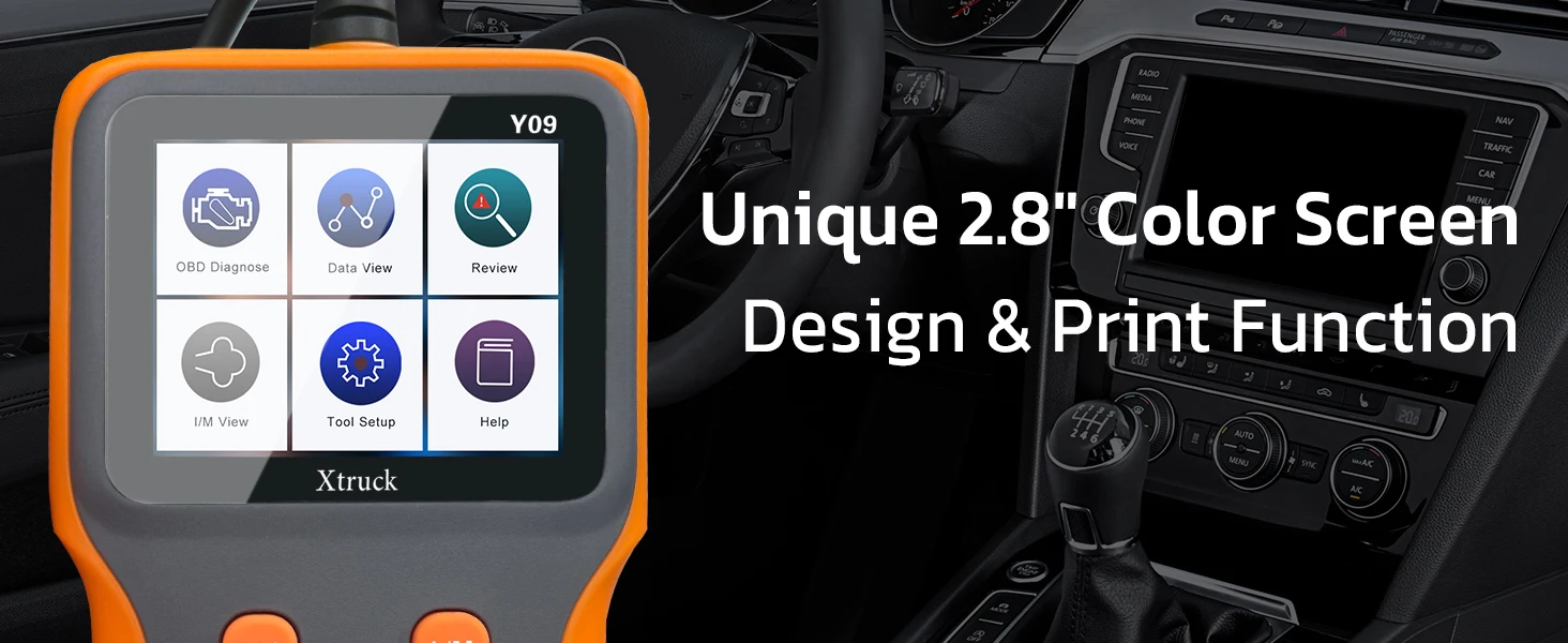 XTRUCK Y09 OBD2 Scanner Automotive Diagnostic Tool with 1 Year Warranty Read VIN and Battery Voltage for Gasoline Cars