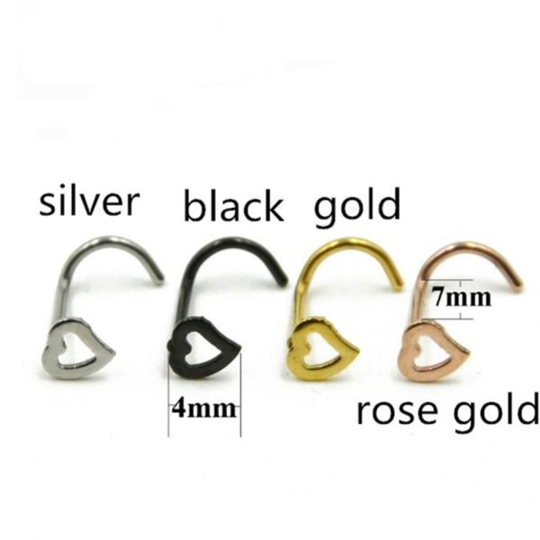 Stainless steel love heart multicolor nose Rings nose Hooks Body piercing Faux nose piercing body jewelry