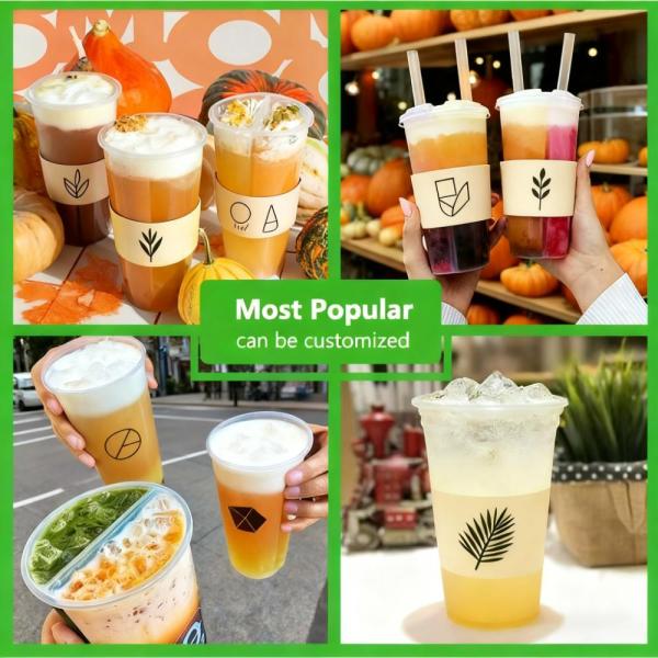 Custom 700ml 16oz 2 Compartment Boba Tea Cup Disposable Smoothie Juice Split Boba Cups Double Share Cup