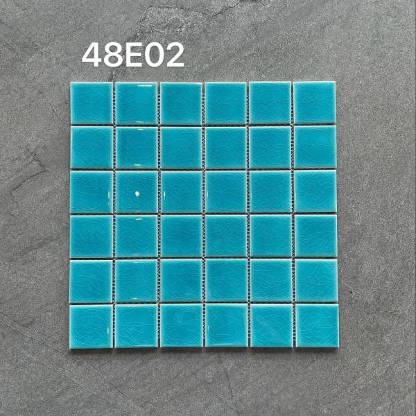 Blue Single Ice Crack Glazed Ceramic Mosaic Swimming Pool Tile