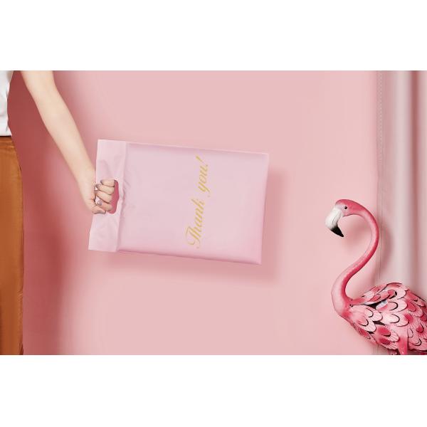 Pink Matte Poly Mailer Bubble Wrap 19x24'' Self Adhesive