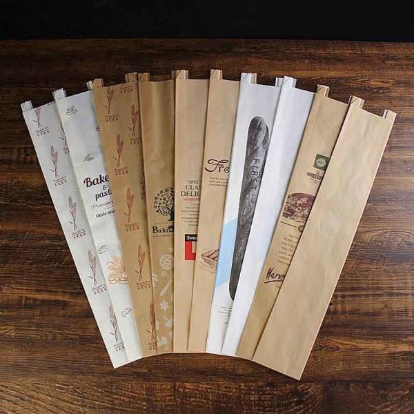 Custom Printed French Baguette Paper Bag Brown Paper Bakery Bags With Window