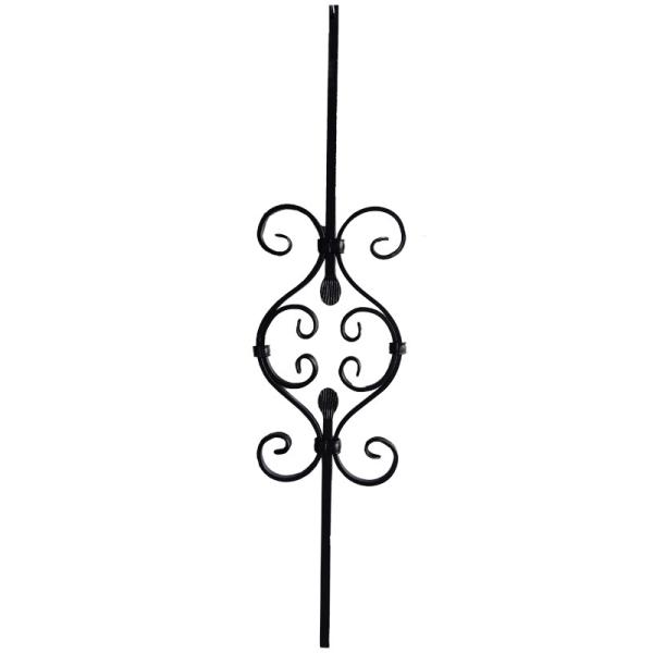Quality Handcraft Solid Wrought Iron Balusters Floral Handrail Parts Exterior ODM for sale