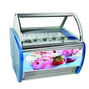 China 6 Pans Single Row Ice Cream Display Showcase With Light Inside wholesale