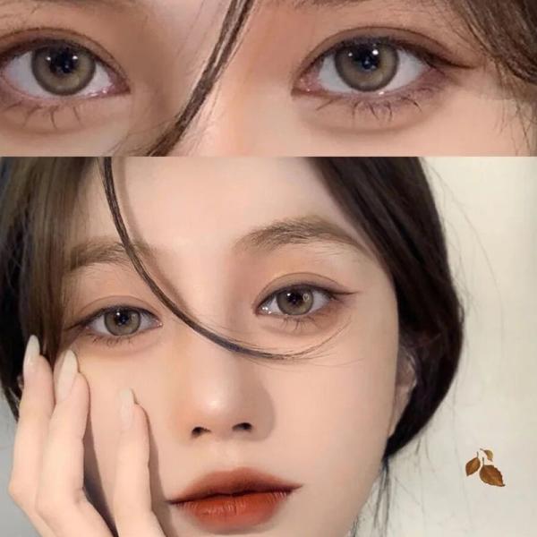 Natural Colored Pearl Gray Color Lens Dark Brown Eye Contacts 14.00mm