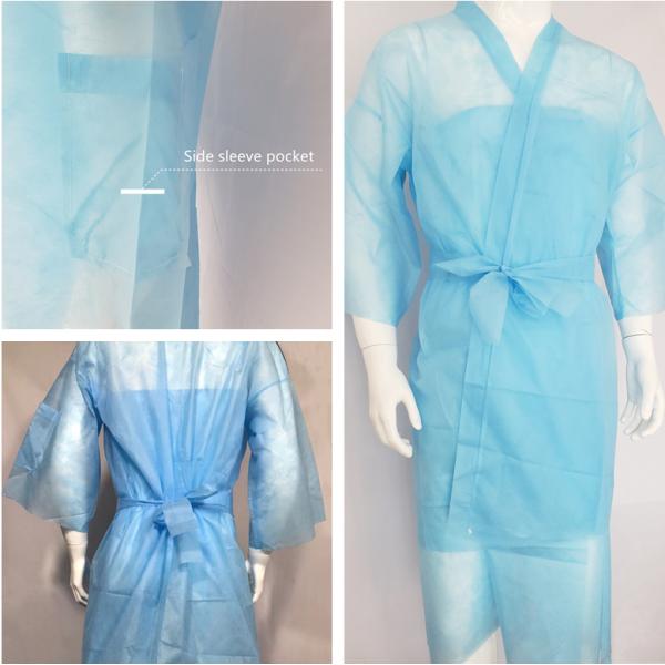 Non Woven Disposable Bathrobe Kimono Disposable Nonwoven Kimonos for SPA Center Massage Use Disposable Kimono